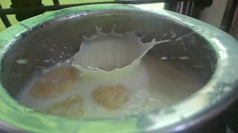Soft ras malai ball gently falling Stock Footage 318645293