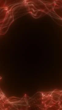 Soft red glowing particle waves framing a dark empty center with fluid digi.. Stock Illustration
