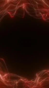 Soft red glowing particle waves framing a dark empty center with fluid digi.. Stock Illustration