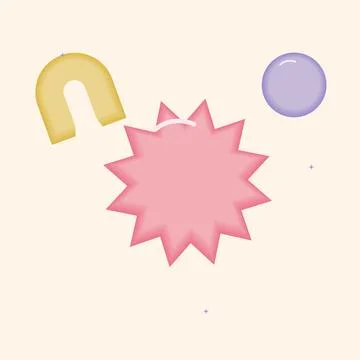 Soft retro sunburst and rounded arc arrangement. Gummy inspired abstract vect Stock Illustration