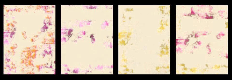 Soft risograph on beige with printmaking halftone texture. Abstract pink and Stock Illustration