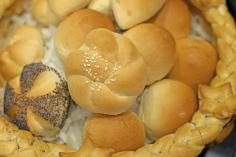 Soft roll bread for breakfast meal Stock Photos