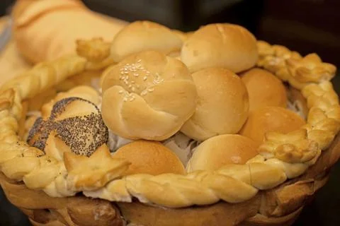 Soft roll bread for breakfast meal Stock Photos