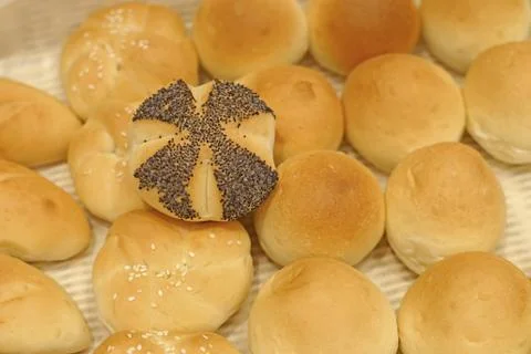 Soft roll bread for breakfast meal Stock Photos