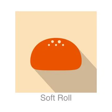 Soft Roll Bread flat icon design vector illustration Stock Illustration