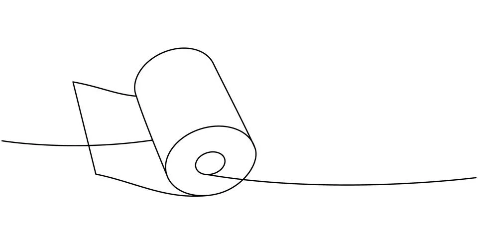 Soft roll one line continuous drawing. Kitchen towel roll. Vector illustration Stock Illustration