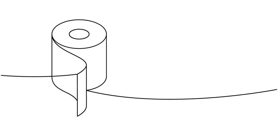 Soft roll one line continuous drawing. Kitchen towel roll. Vector illustration Stock Illustration