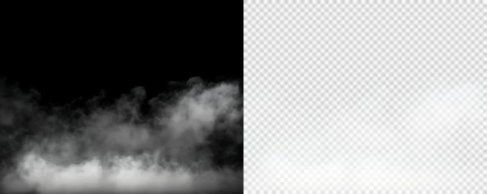 Soft rolling fog cloud floating over black background with realistic white smoke イラスト素材