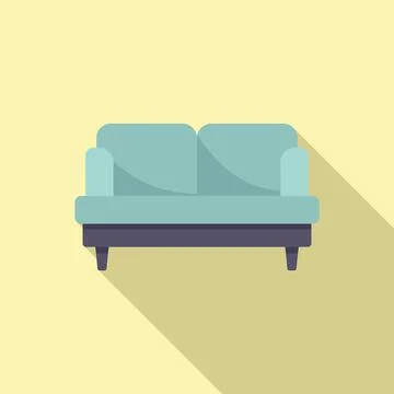 Soft room sofa icon flat vector. Travel interior Stock Illustration