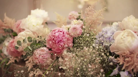 Soft Rose Wedding Flower Designs Stock Footage 305041660