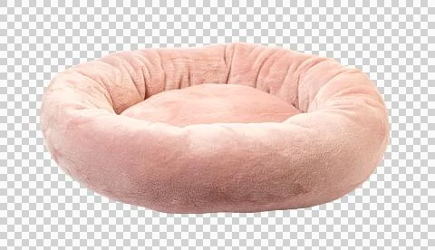 Soft round plush pet bed Stock Photos