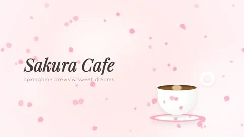 Soft Sakura Cafe Pattern Background - Japanese Spring Floral Vibes Stock Footage 336879915