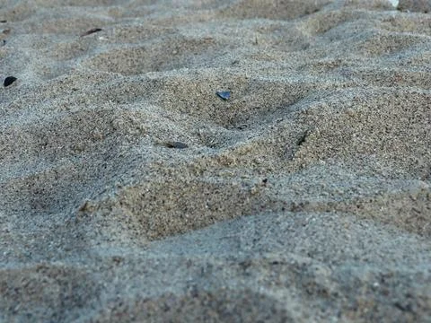 Soft sand covers the ground at the beach during the golden hour near the ocean 스톡 사진