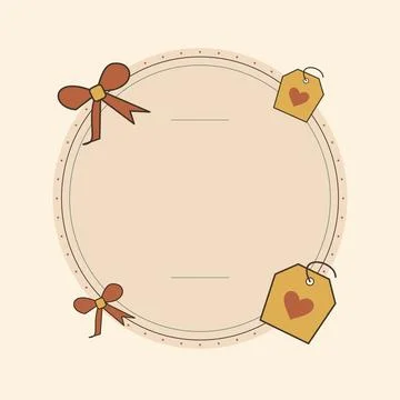 Soft scalloped gift label with a decorative bow. Editable ornamental frame wi Stock Illustration