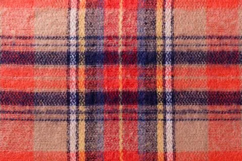 Soft scarf fabric with plaid pattern closeup texture Stock Photos