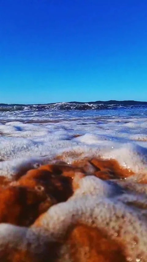 Soft Sea Waves Gentle Waters Washing Over the Sandy Beach Stock Footage 286243765