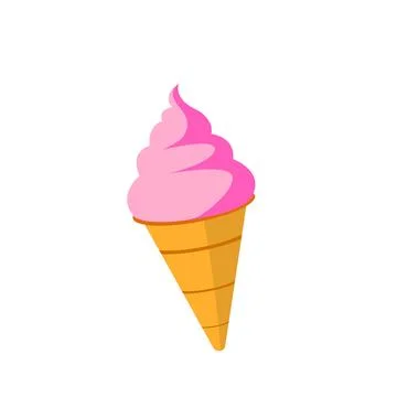 Soft Serve Ice Cream in Crispy Wafer Cup Flat Vector Illustration for Food .. Stock Illustration