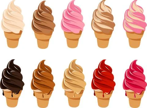 Soft serve ice cream flat cone Stock Illustration