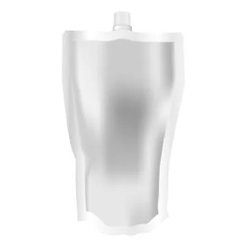 Soft shampoo bottle package with cup. Realistic 3d Stock Illustration