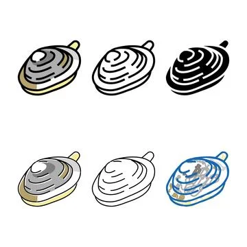 Soft-shell simplified clam color icon vector Stock Illustration