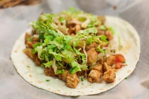 Soft shell taco chicken quesdillas on a plate Stockfoto's