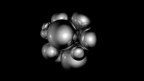 Soft silver spheres attract each other and morph while moving Stock Footage 326638133