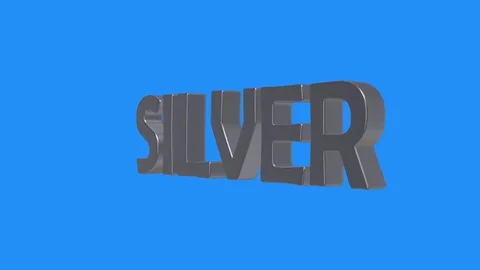 Soft silver word spinning animation seamless loop on blue background - new Video stock 83647396