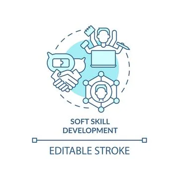 Soft skill development turquoise concept icon Stock Illustration