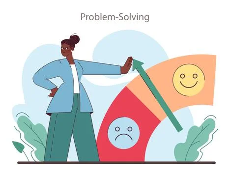 Soft skill. Employee with problem solving skill. Generation of a creative Stock Illustration
