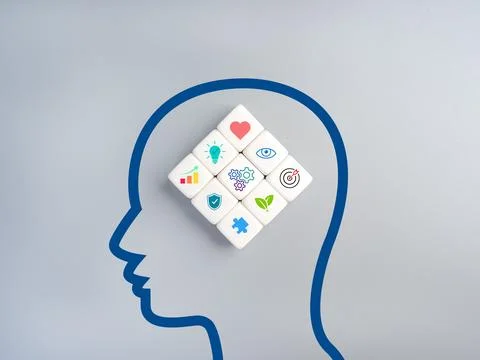 Soft skills and personal development concept with human head silhouette and.. 写真素材