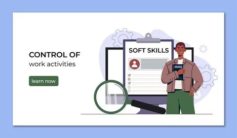 Soft skills checklist and work control concept. Vector illustration 스톡 일러스트