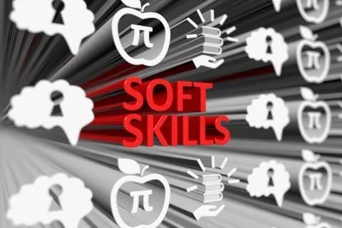 SOFT SKILLS concept blurred background 3d render illustration Stock Illustration