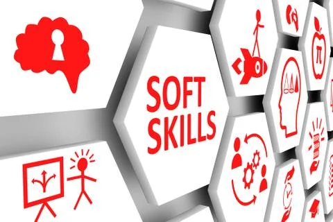 SOFT SKILLS concept cell background 3d illustration Stock Illustration