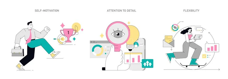 Soft Skills Flat Vector illustration. Stockillustratie