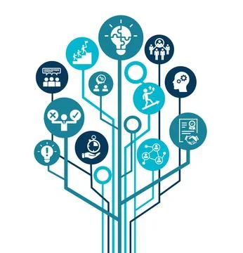 Soft skills icon set. Containing communication Stock Illustration