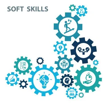 Soft skills icon set. Containing communication Stock Illustration