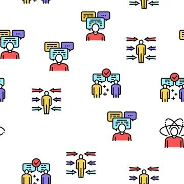 Soft Skills People Vector Seamless Pattern Stock Illustration