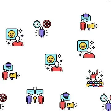 Soft Skills People Vector Seamless Pattern Stock Illustration