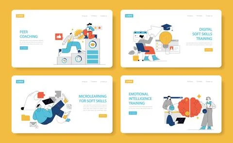 Soft Skills Training. Flat Vector Illustration 스톡 일러스트