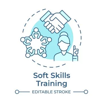 Soft skills training soft blue concept icon Stock Illustration