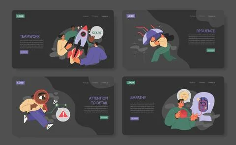 Soft skills web banner set. イラスト素材