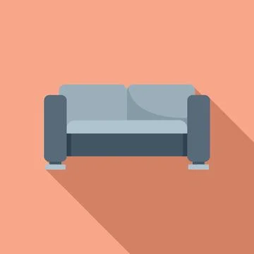 Soft sofa icon flat vector. Home interior Stock Illustration