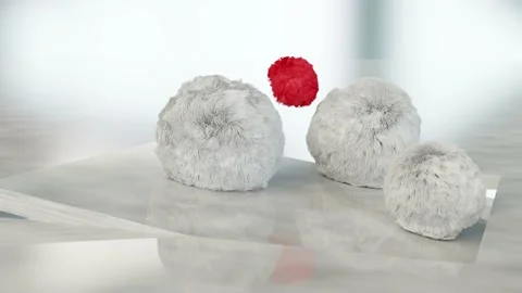 Soft spheres rolling down, abstract background in silver, oddly satisfying Stock Footage 196107370