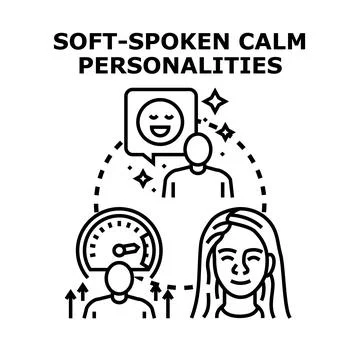 Soft spoken calm personality development and communication traits Stock Illustration