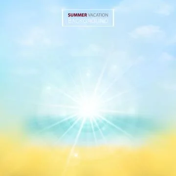 Soft summer background with blur lens of sunburst on the beach. Stock-Illustration