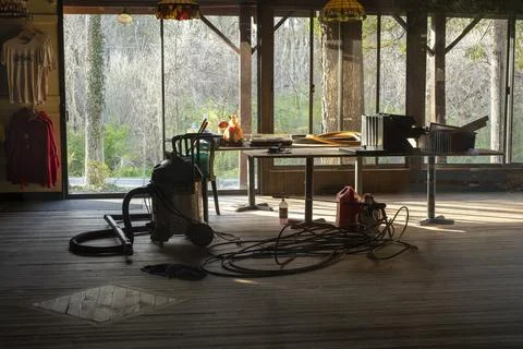 Soft Sunlit Rustic Gift Shop Interior During Remodeling Stock Photos