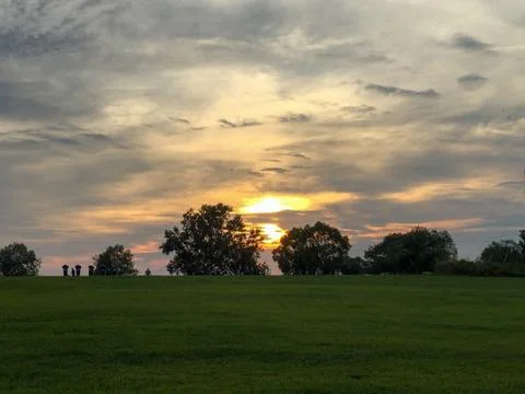 Soft Sunset Over Trees Foto stock