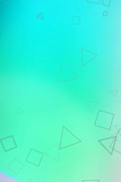 Soft teal gradient backdrop with subtle outlined triangles, squares, and po.. Illustrazione stock
