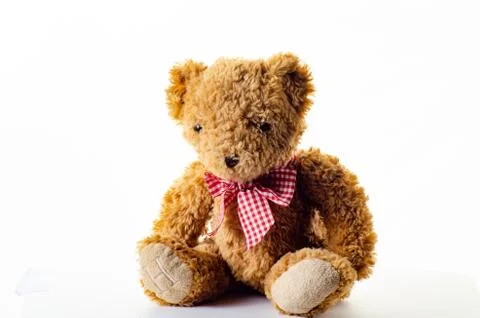 Soft teddy bear isolated on white background Stock Photos