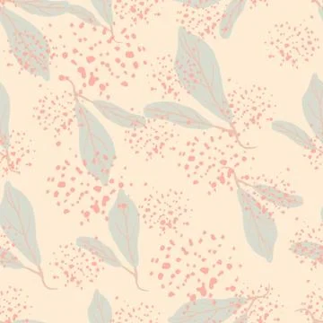 Soft tender seamless patten with leaf pale silhouettes. Light pink background Stock Illustration